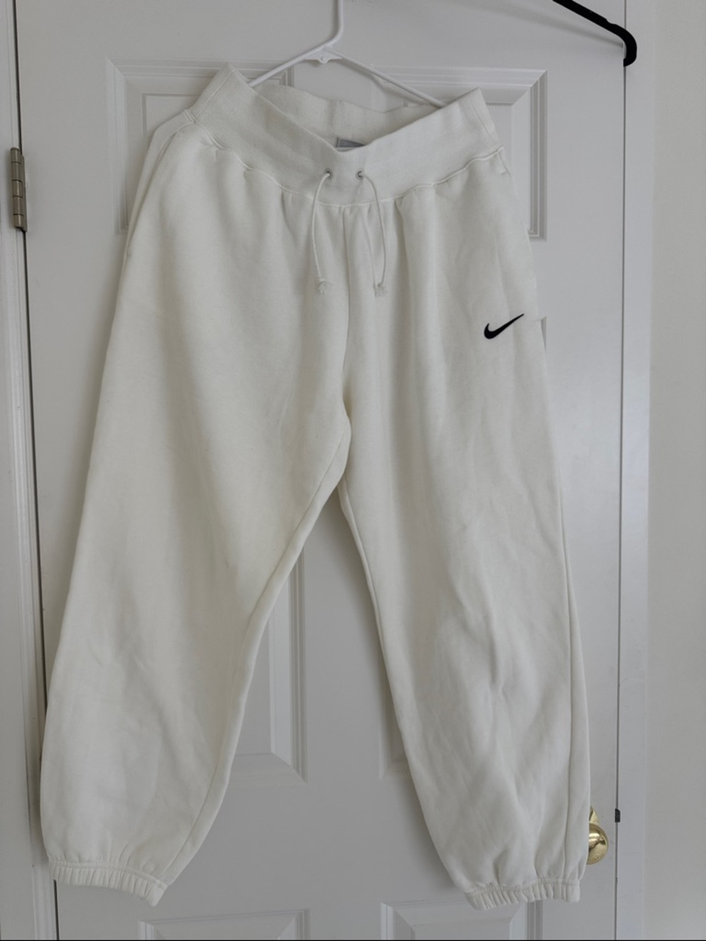 Nike White Sweatpants Joggers with Black Swoosh